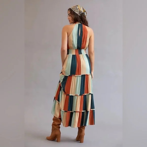 Anthropologie Farm Rio Colorblocked Shimmer Maxi Dress - Picture 3 of 9